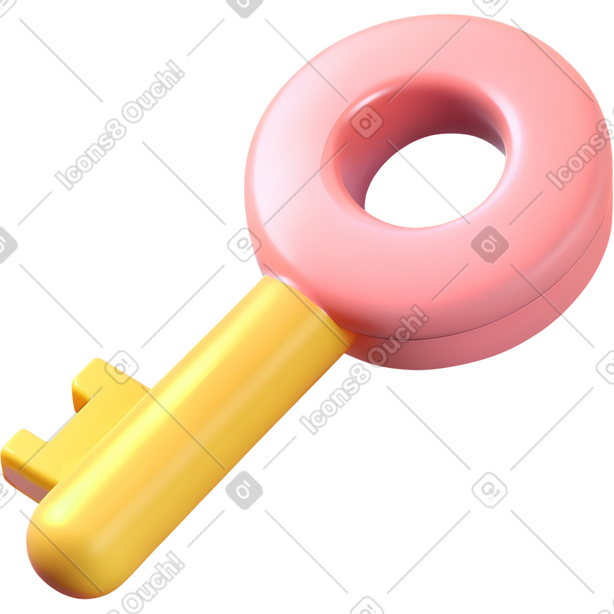 Ilustración Llave de plastico en estilo 3D Cutie a descargar en PNG y SVG
