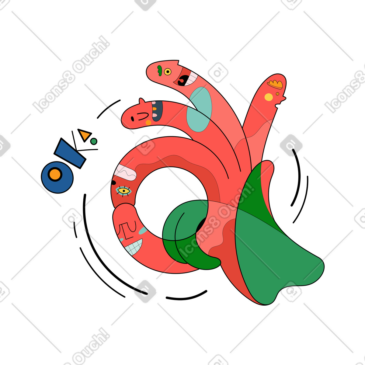 Surreal OK hand sign, Positive feedback or approval-Illustration im Surr-Stil als Download in PNG, SVG