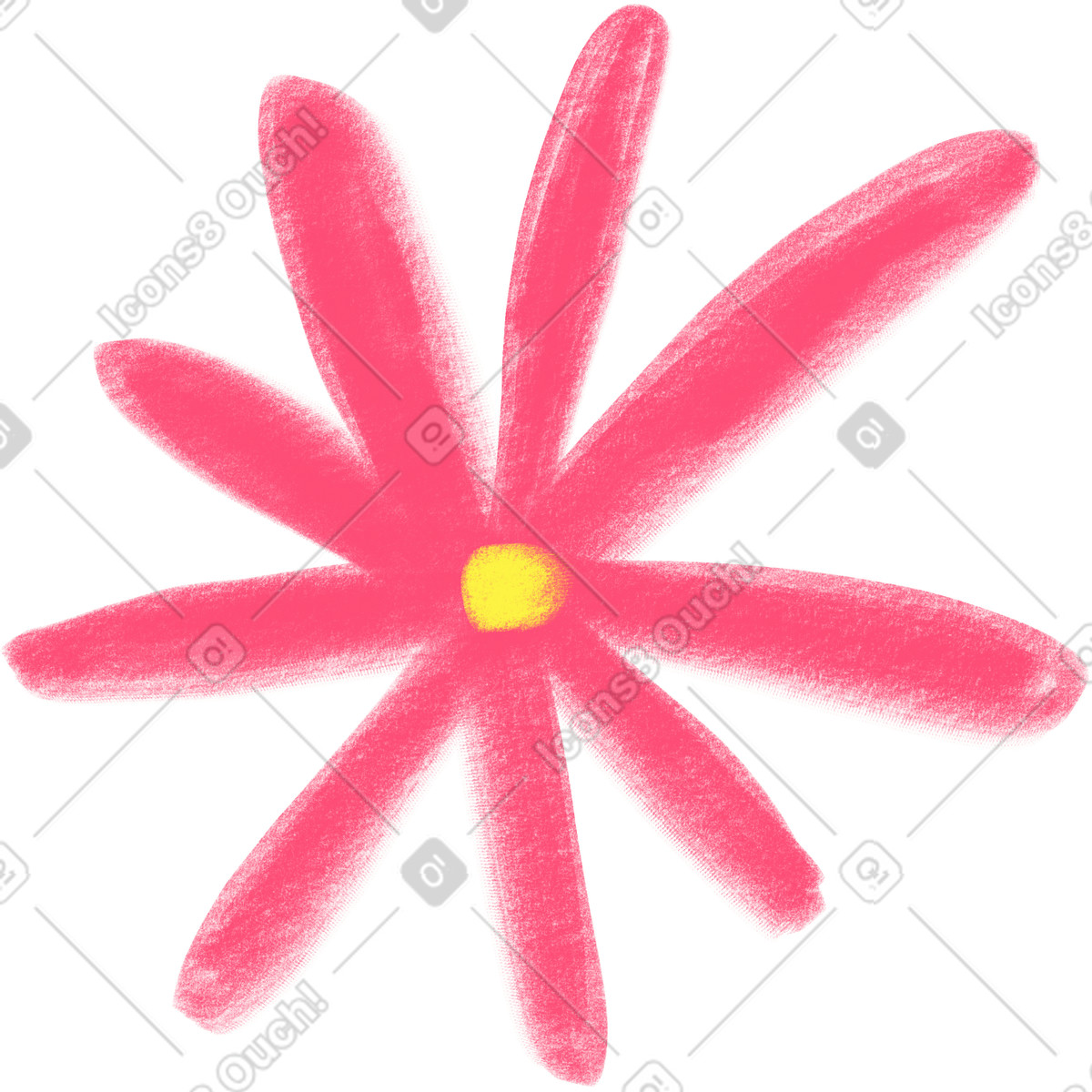 Big pink flower-Illustration im Doodle-Stil als Download in PNG, SVG