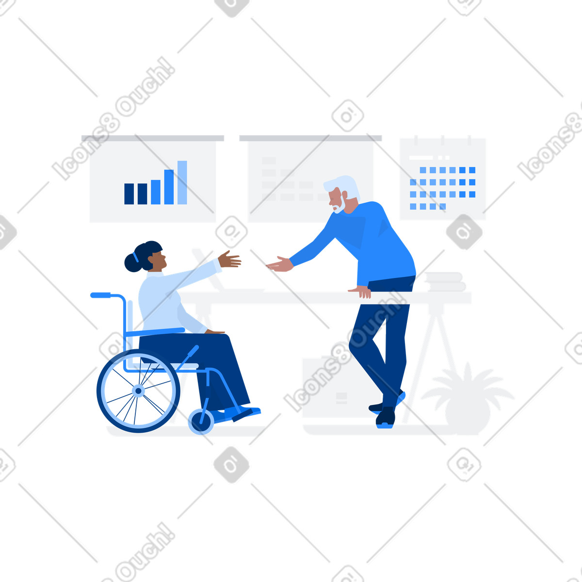 Interview with candidate for vacancy, job invitation illustration in Urban style download in PNG, SVG