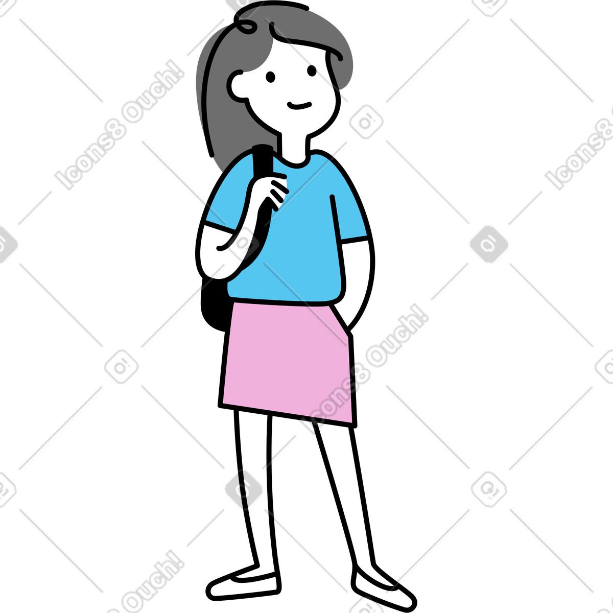 Ilustración Mujer sonriente en estilo Mochi a descargar en PNG y SVG