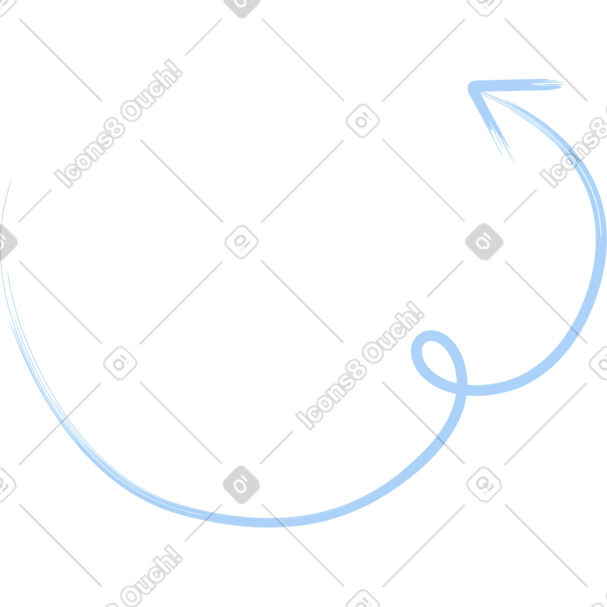 Curved arrow freehand line illustration in Grain style download in PNG, SVG