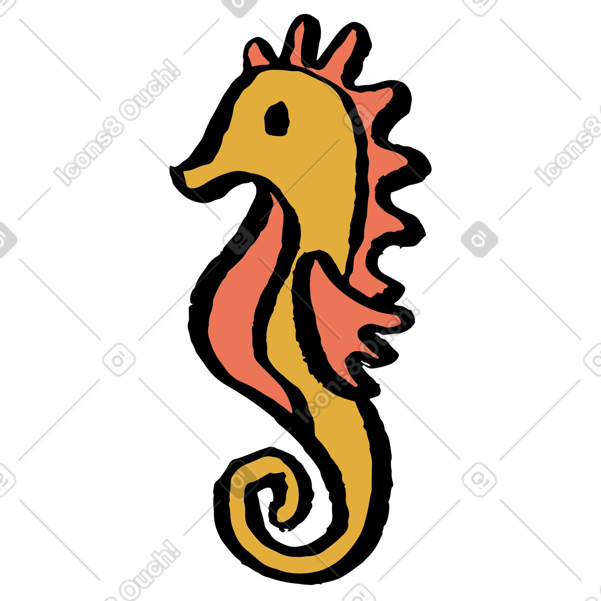 Ilustração de Cavalo marinho em no estilo Scandi para baixar em PNG, SVG