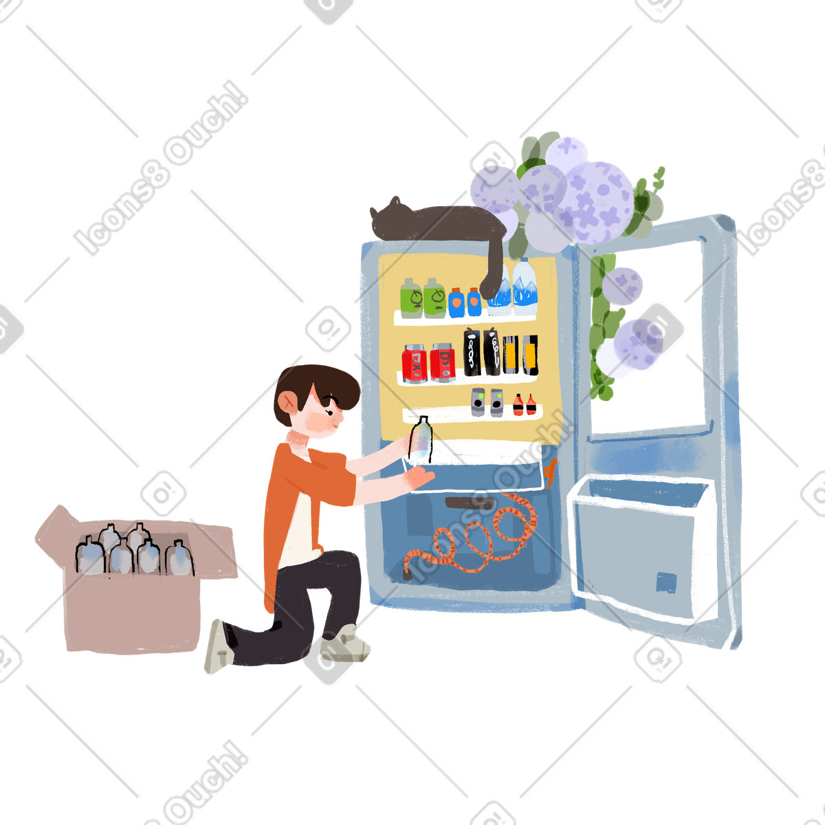 Lebensmittel herunterladen-Illustration im Ikigai-Stil als Download in PNG, SVG