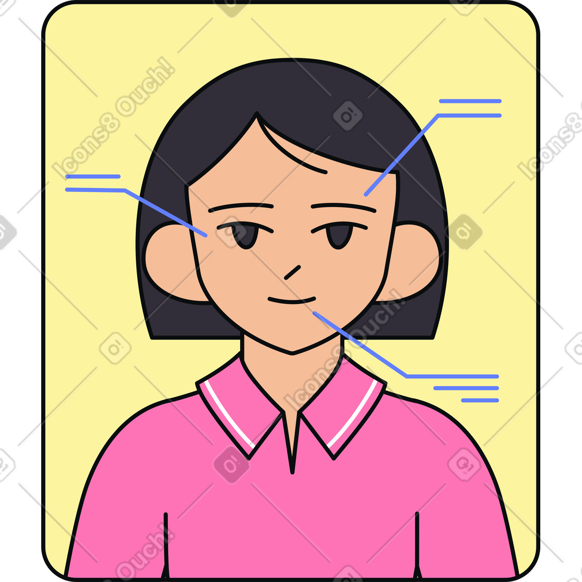 Face recognizing of a woman illustration in Teko style download in PNG, SVG
