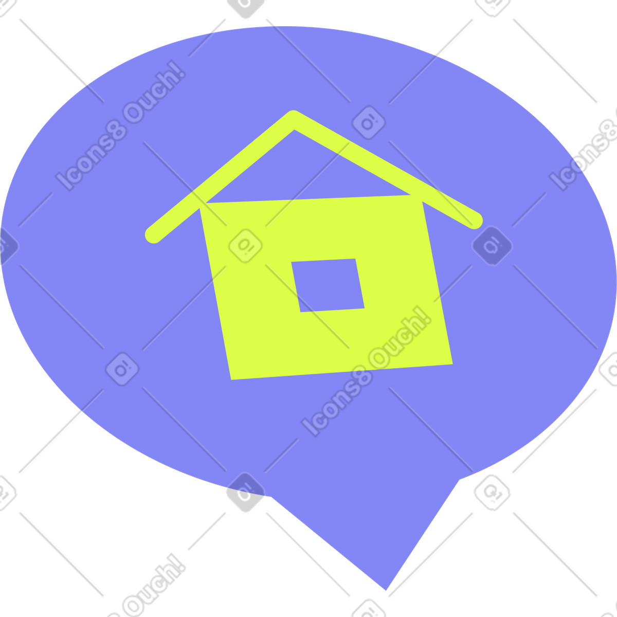 Bubble with a house illustration in Glow style download in PNG, SVG