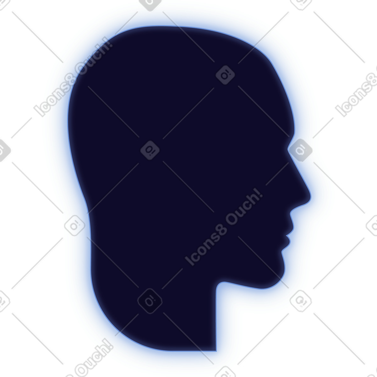 Head silhouette illustration in Dimension style download in PNG, SVG