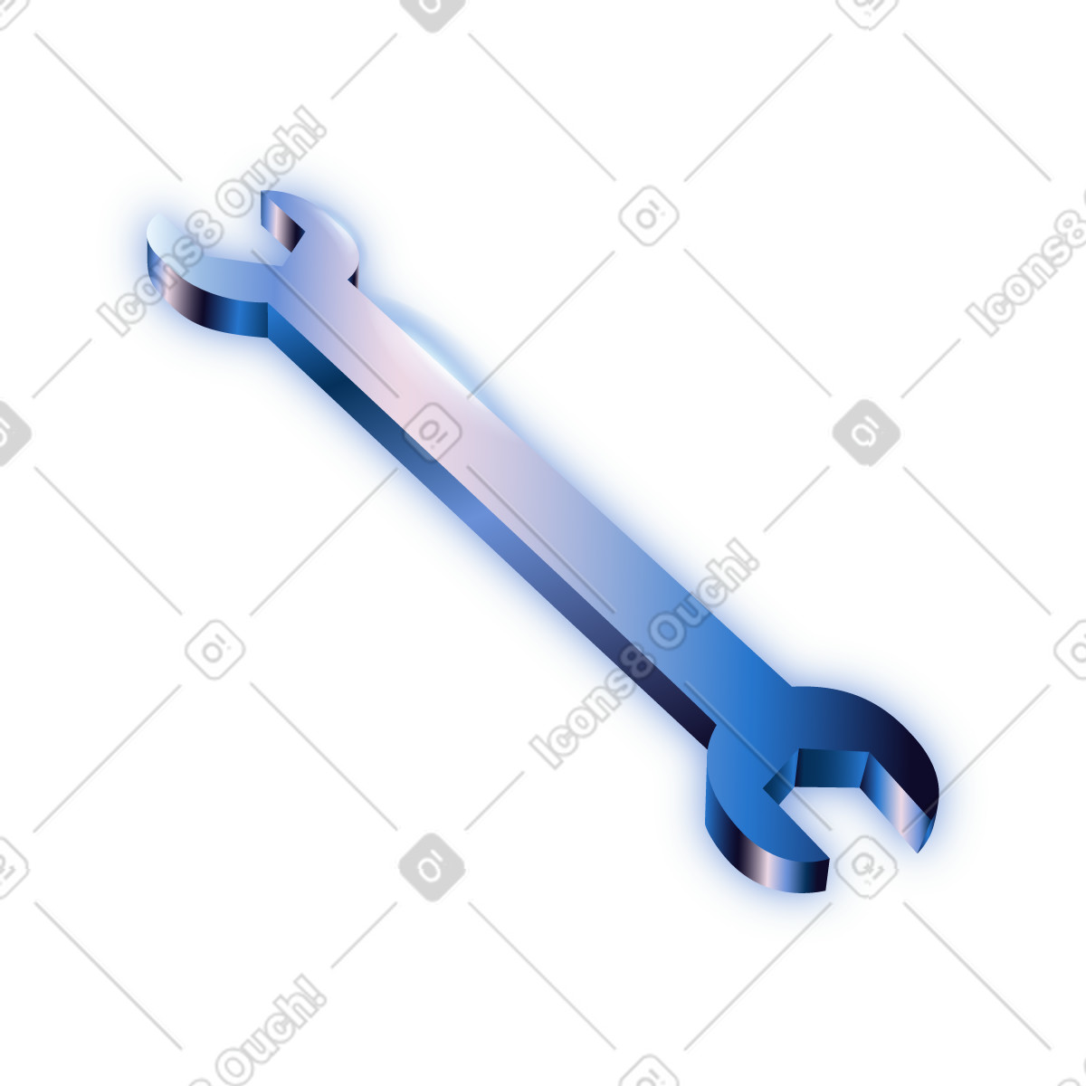 Ilustración Wrench tool for repair service and technical maintenance support en estilo Dimension a descargar en PNG y SVG
