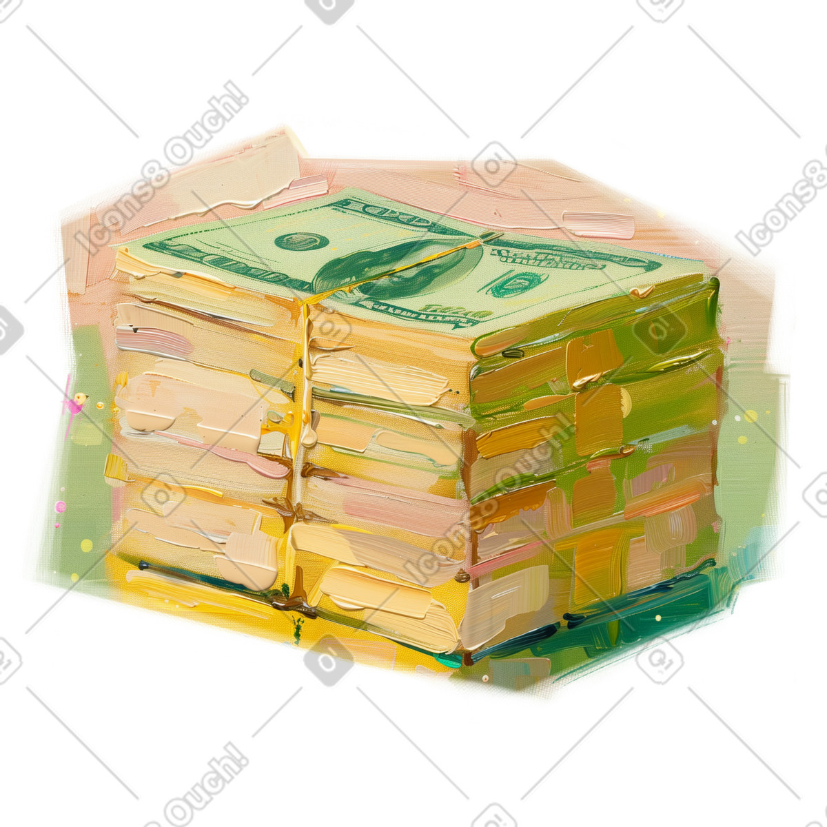 Illustration Peinture à l'huile d'une pile d'argent dans le style Pictorial télécharger aux formats PNG, SVG