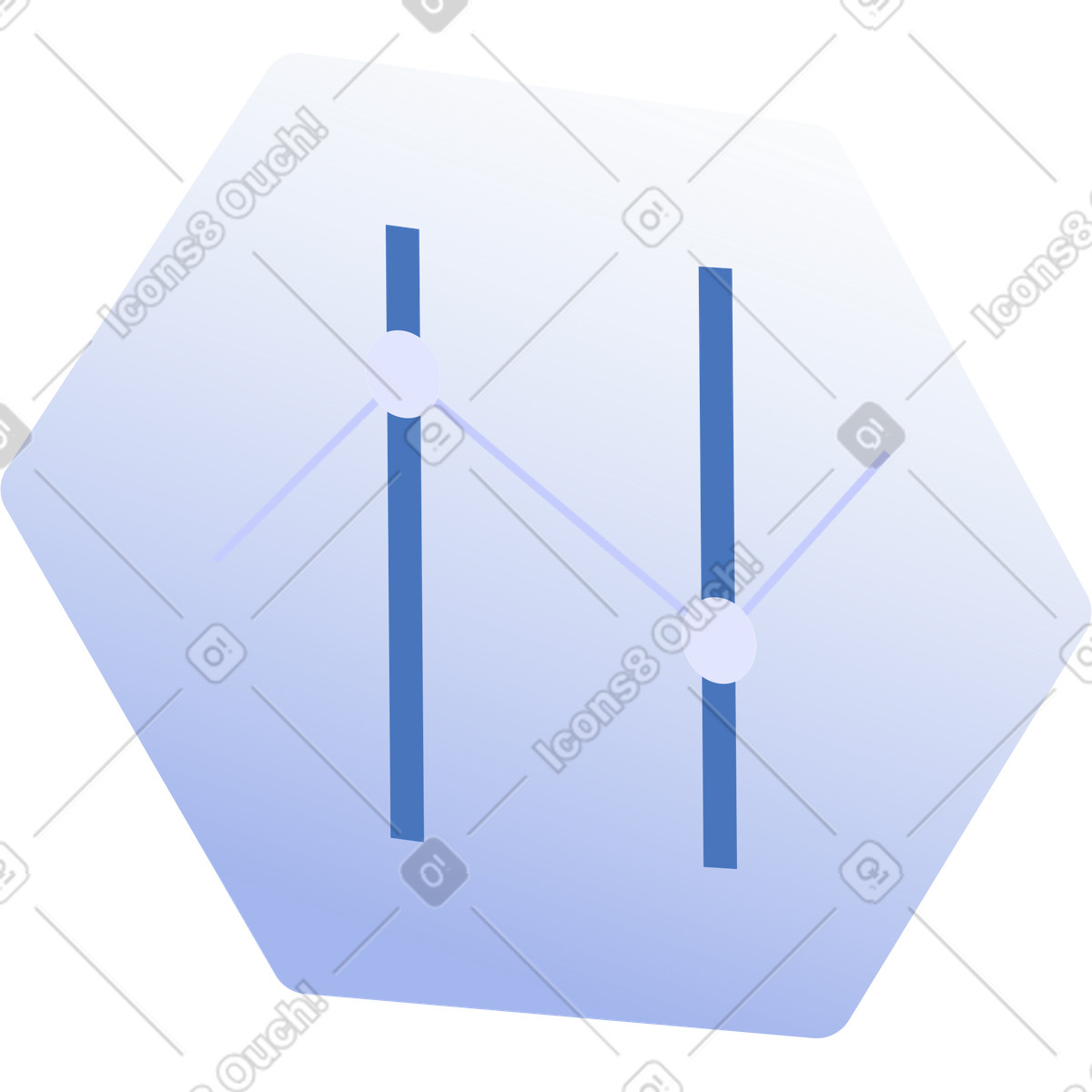 Иллюстрация Data visualization with two vertical bars and linked circular nodes в стиле Quantum — скачать в форматах PNG, SVG