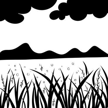 A vast field of rice stretches out, with lush green stalks bending gently in the wind. Dark clouds loom overhead, swirling ominously and filling the sky with a sense of impending turbulence. The ground is slightly wet, showing signs of previous rain, with droplets clinging to the rice leaves. In the distance, jagged silhouettes of hills can be seen against the darkening sky. The atmosphere is charged with energy, as the wind picks up, creating ripples across the field.