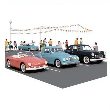 A collection of vintage cars on display at a classic car show