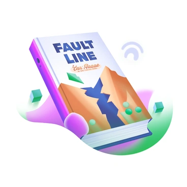 A book cover design featuring a prominent "Fault Line" graphic that extends across the center. The fault line is illustrated with jagged edges and contrasting colors, representing the division. Surrounding the fault line, there are abstract shapes of mountains and valleys in subtle earth tones, creating a rugged landscape. The title of the book is displayed at the top in bold, uppercase letters, while the author's name is positioned at the bottom in a smaller, elegant font. A faded texture runs through the background, adding depth to the overall design.
