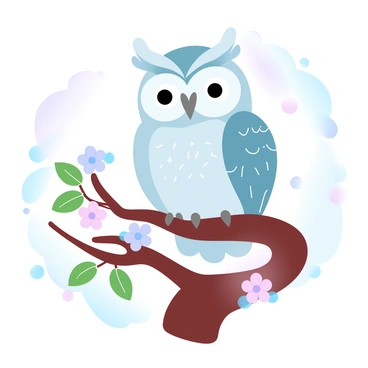 A close-up fine-line illustration of a majestic owl perched on a branch.