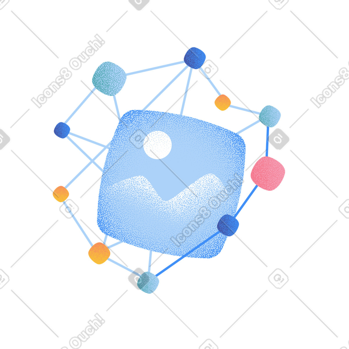 下载 Grain 风格的 Ai image generation concept with neural network around photo thumbnail 插画，支持 PNG、SVG 格式