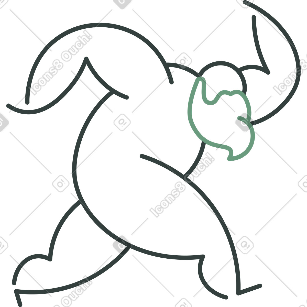 Grandfather running illustration in Macaroni style download in PNG, SVG