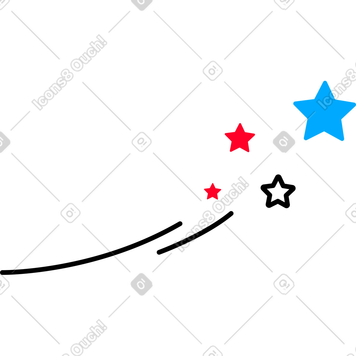 Flying red and blue stars animierte Illustration im Transistor-Stil als Download in GIF, Lottie (JSON), AE