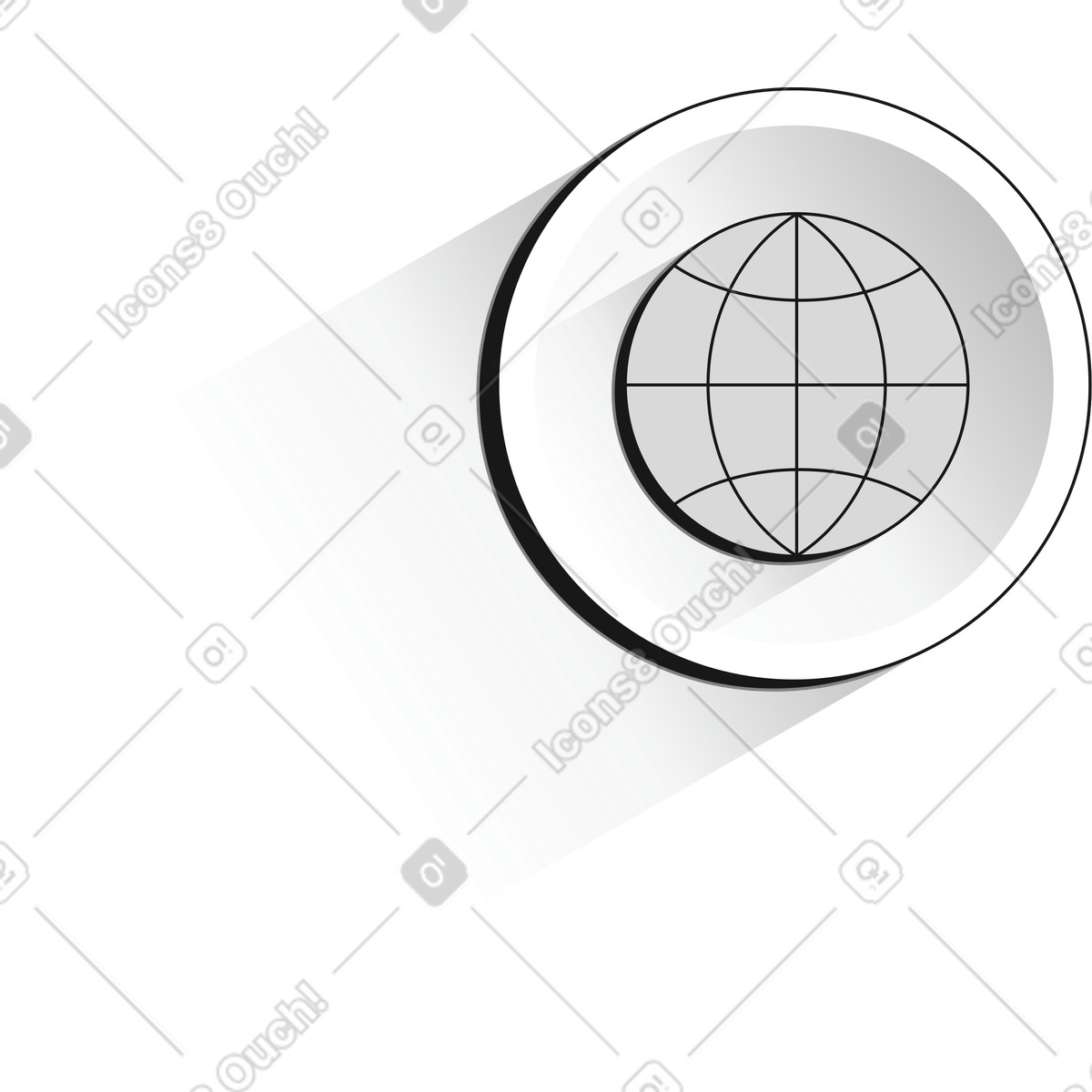 Futuristic スタイルの Globe icon representing global network connectivity and worldwide internet access のイラストをPNG、SVG形式でダウンロード