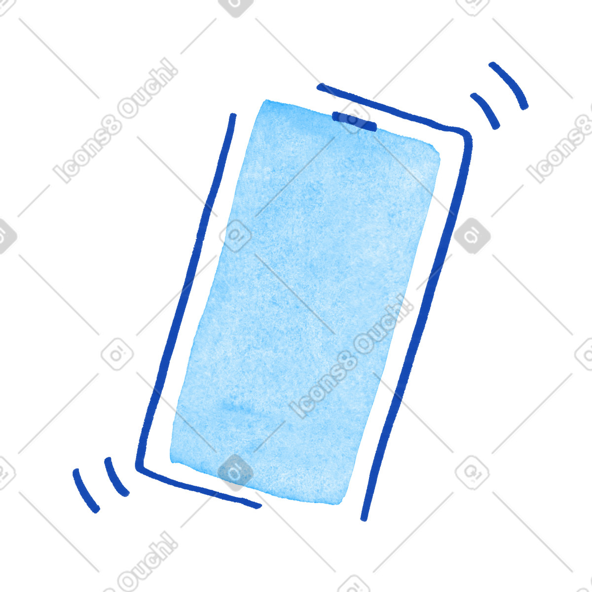 Smartphone vibrating with notification alert and simple minimal screen shape-Illustration im Tint-Stil als Download in PNG, SVG