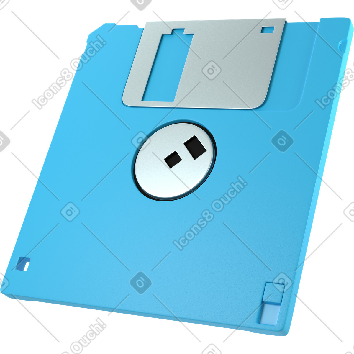 Blue floppy diskette back side view illustration in 3D Business style download in PNG, SVG