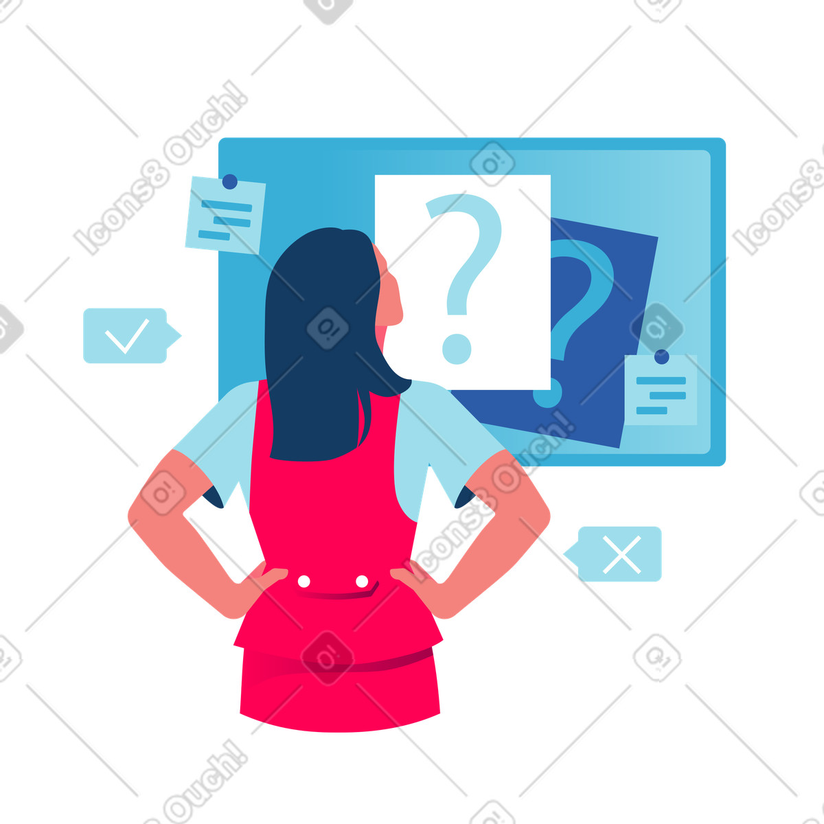 Brainstorming session with planning board, problem solving or decision making illustration in Daily style download in PNG, SVG
