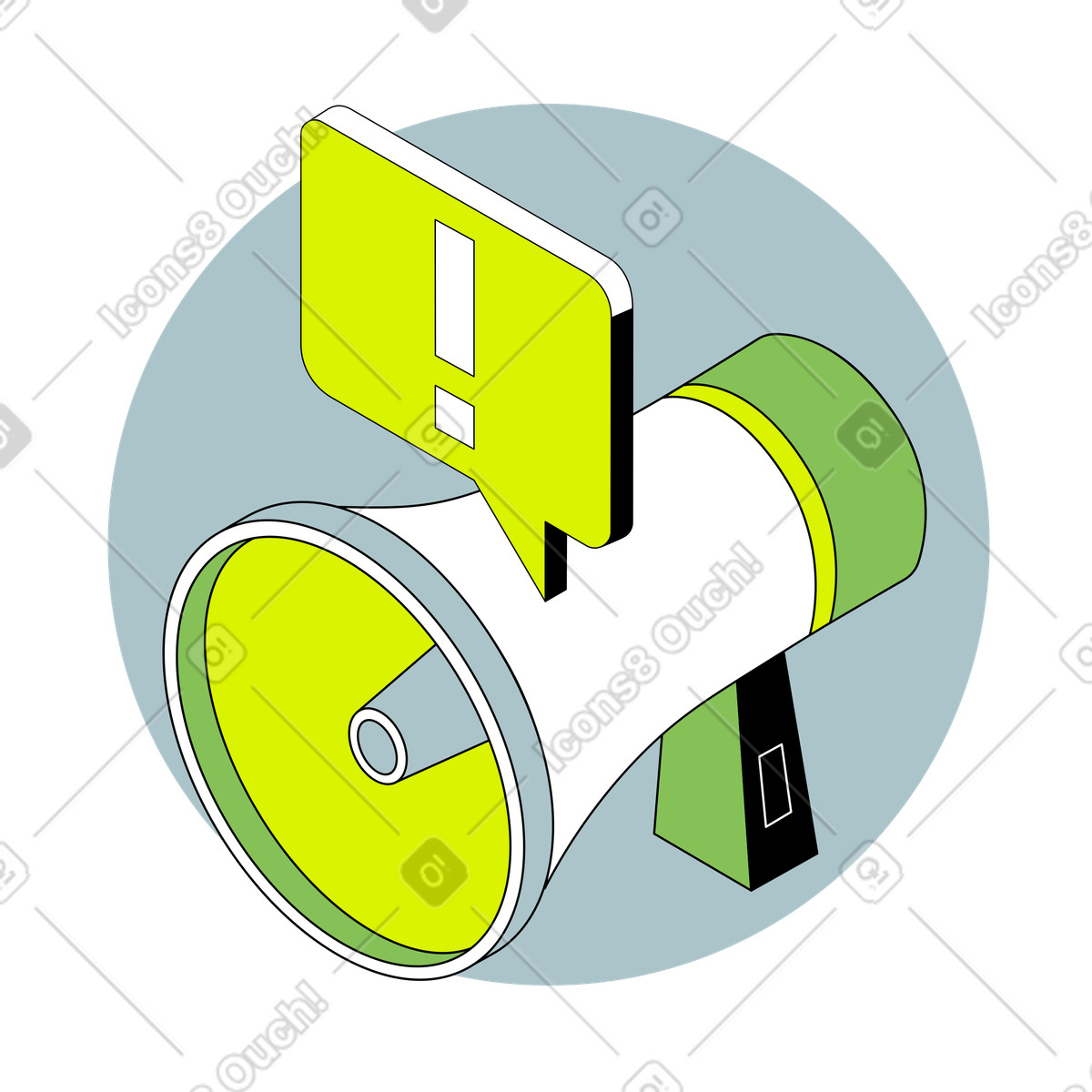 Ilustración Icono de marketing isométrico con altavoz o megáfono en estilo Isometric a descargar en PNG y SVG