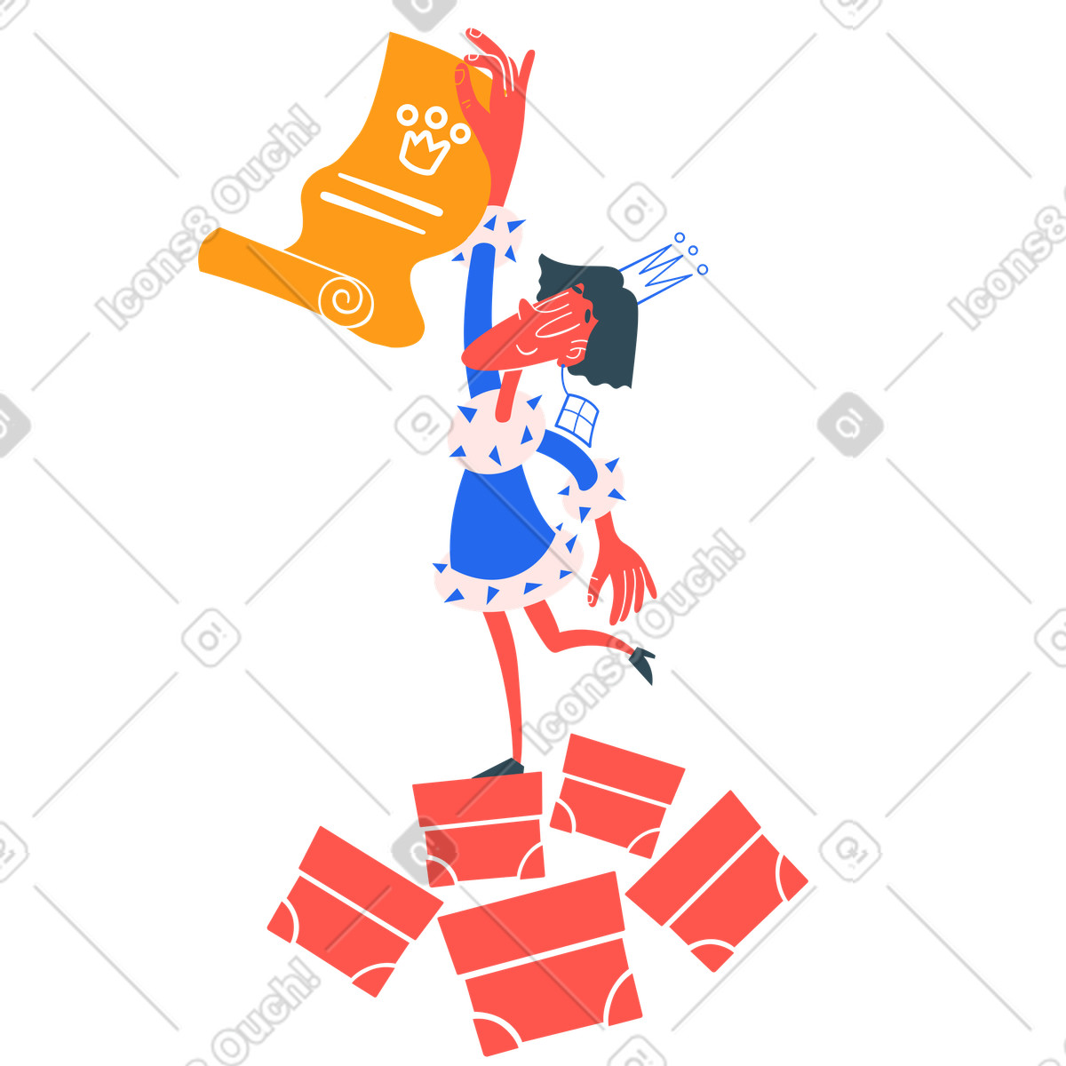 Woman making an official announcement illustration in Kingdom style download in PNG, SVG