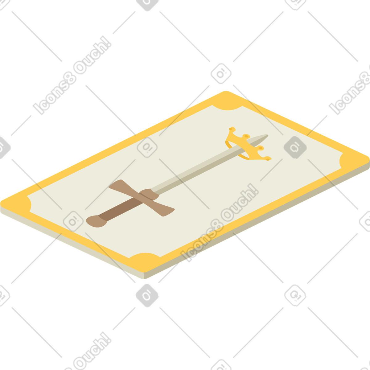 Sword and crown tarot card illustration in Social style download in PNG, SVG