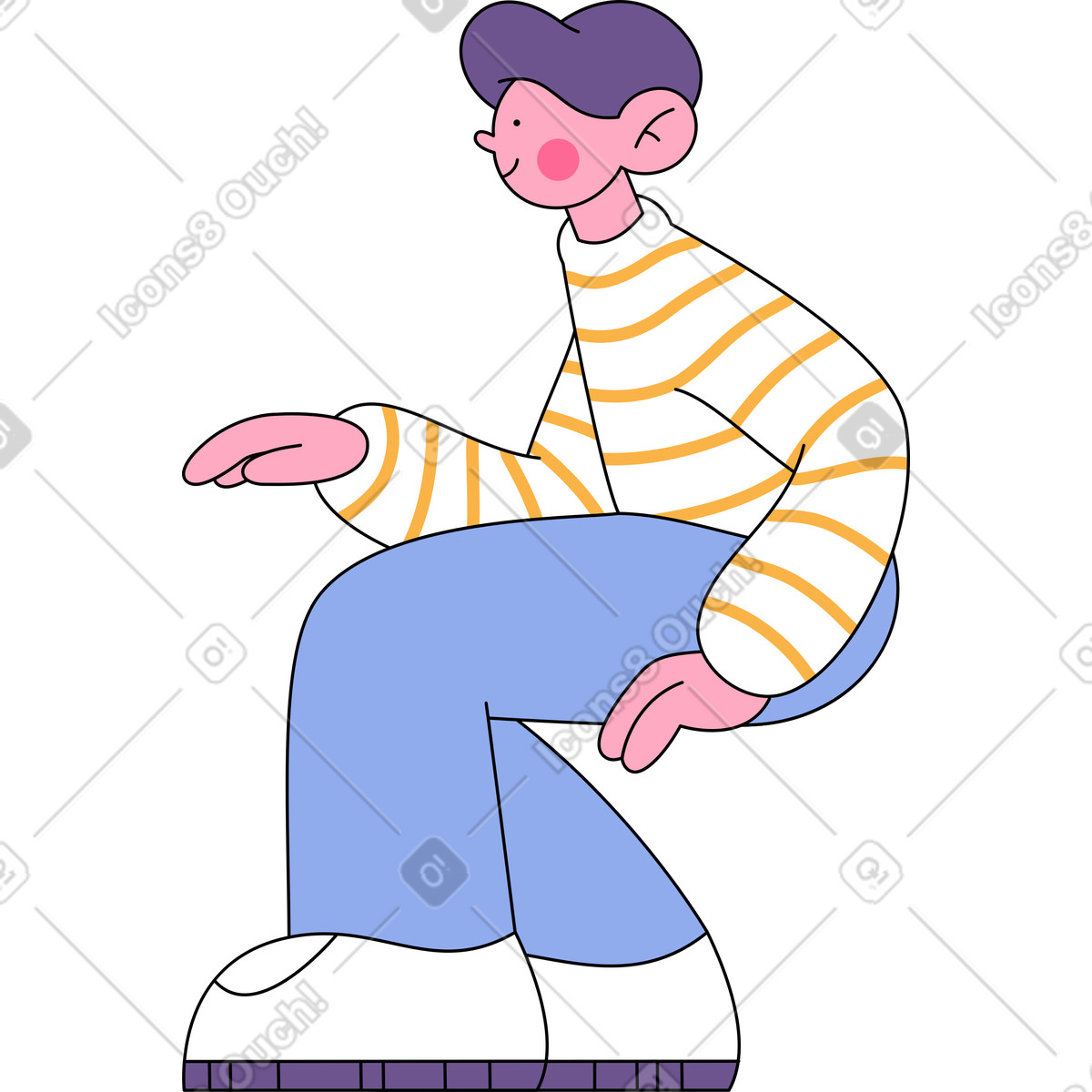 Ilustración El hombre se sienta con la mano extendida en estilo Bloom a descargar en PNG y SVG