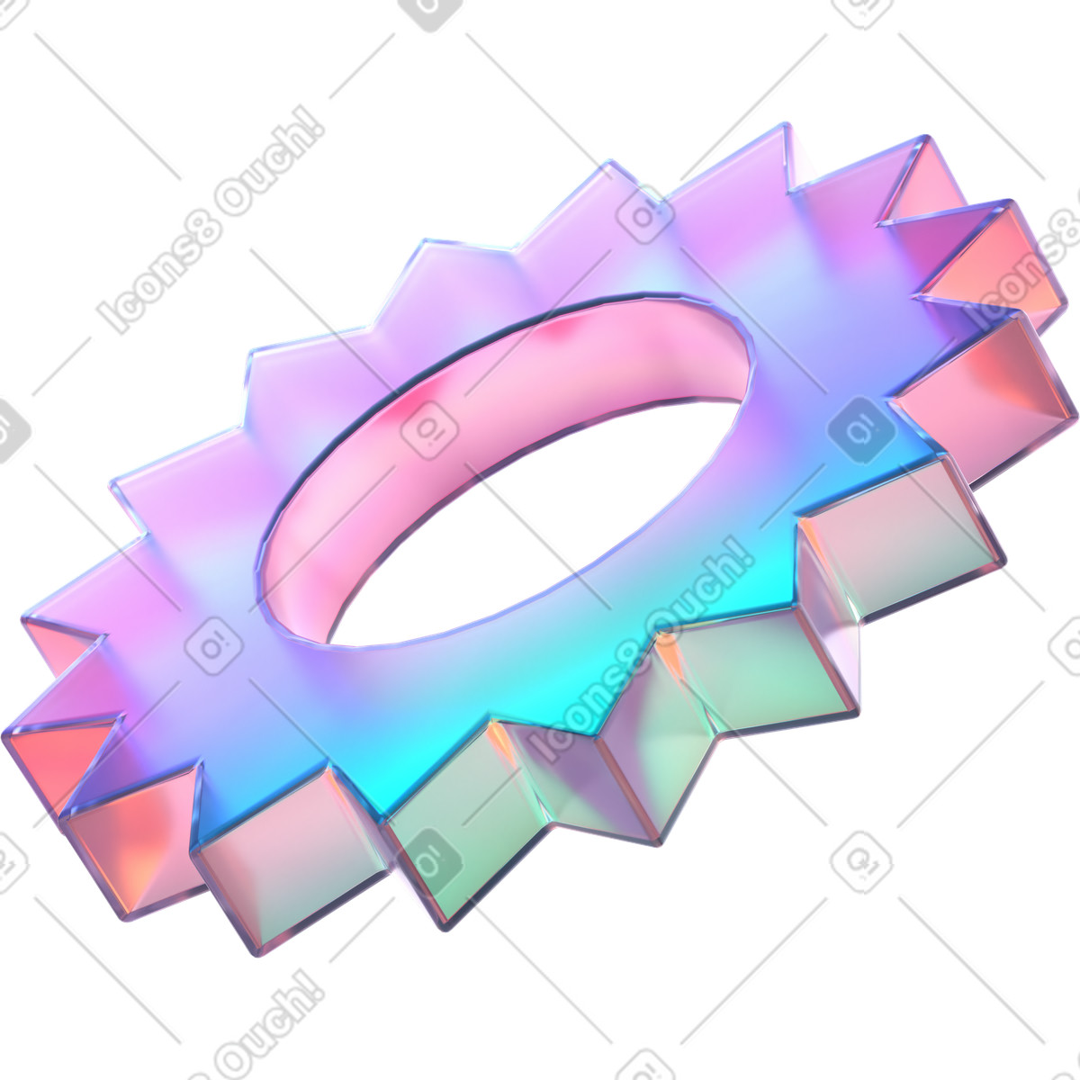 Illustration animée Équipement irisé en verre dans le style 3D Glassy à télécharger aux formats GIF, Lottie (JSON), AE