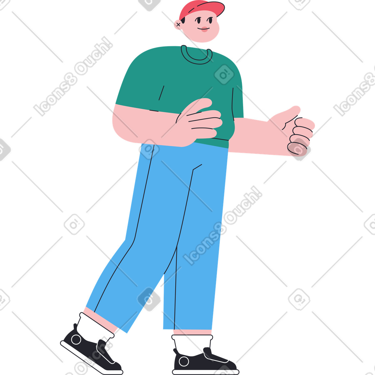 Ilustração de Homem segurando algo em suas mãos no estilo Boba para baixar PNG, SVG