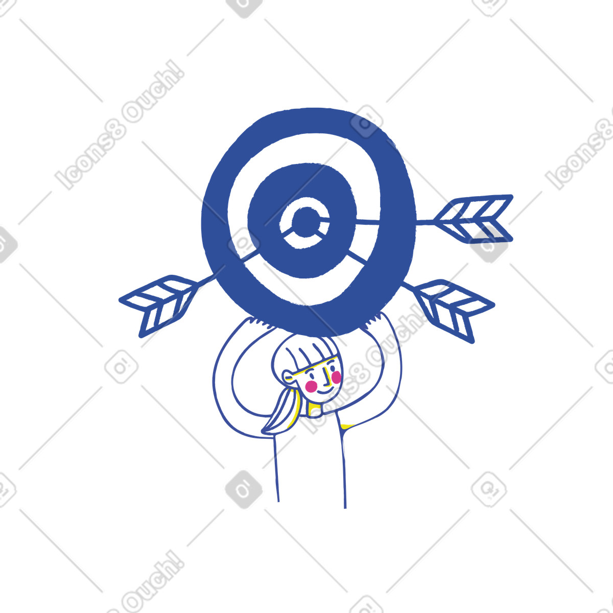 Ilustración Mujer sosteniendo diana con flechas en estilo Lime a descargar en PNG y SVG