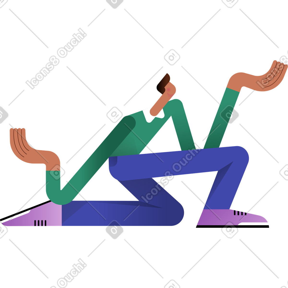 Ilustração de Homem sentado no colo segurando algo nos ombros em estilo Wavy para baixar em PNG, SVG