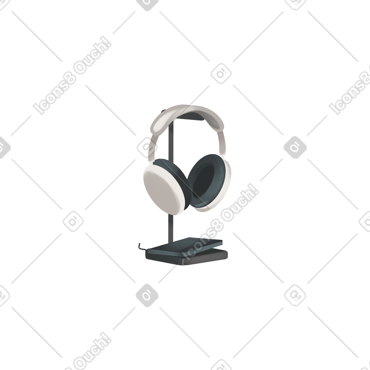 Ilustração de Fones ouvido em um suporte no estilo Demure para baixar PNG, SVG