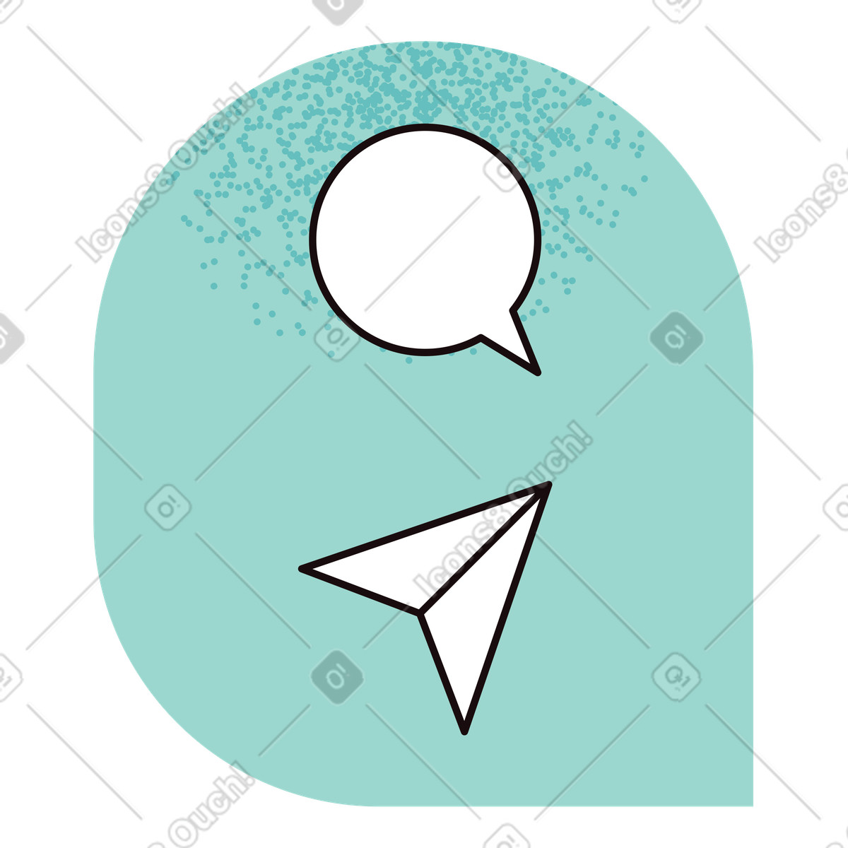 Interface elements: chat bubble and send button illustration in PNG, SVG