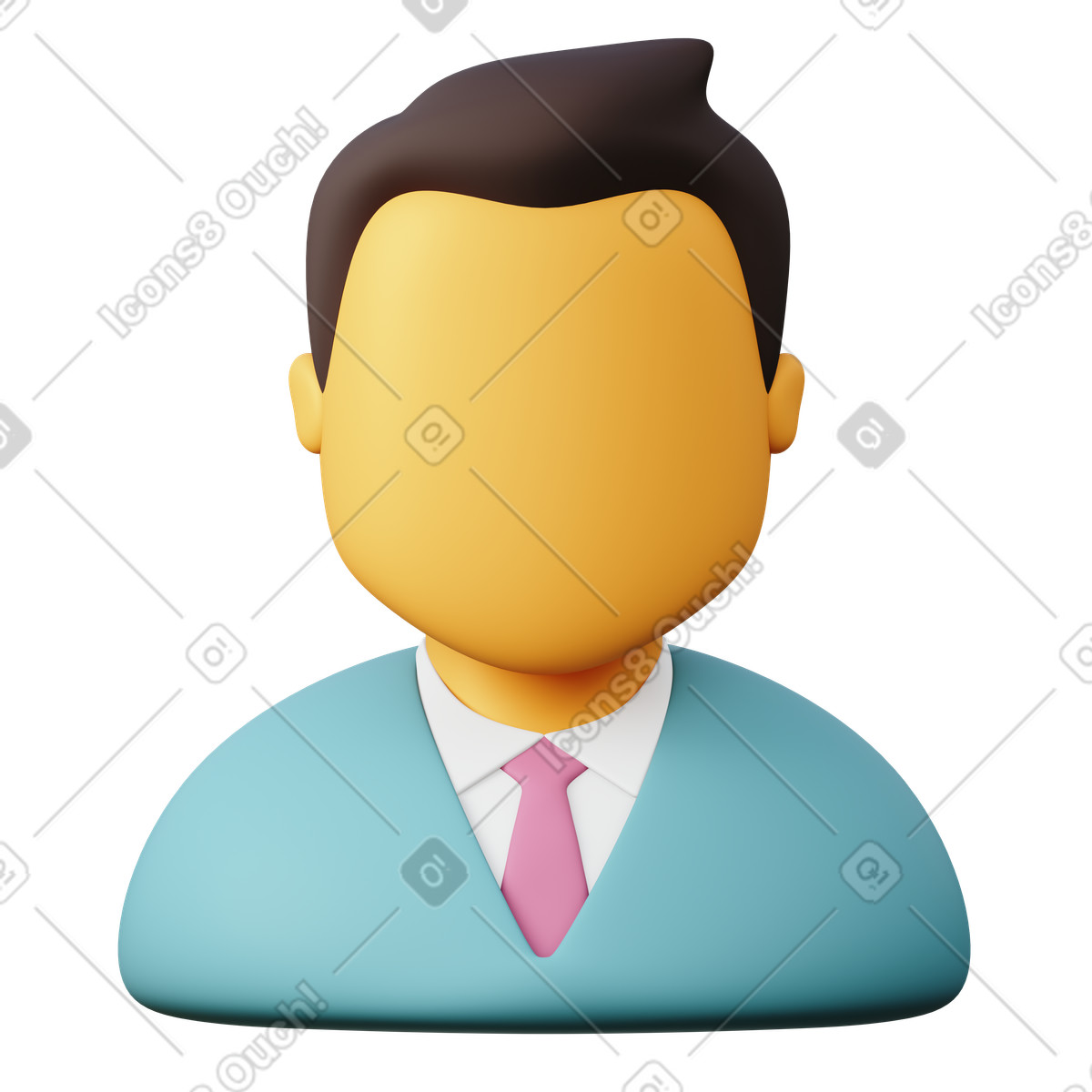 下载 3D Sugary 风格的 Faceless administrator in office clothes 插画，支持 PNG、SVG 格式