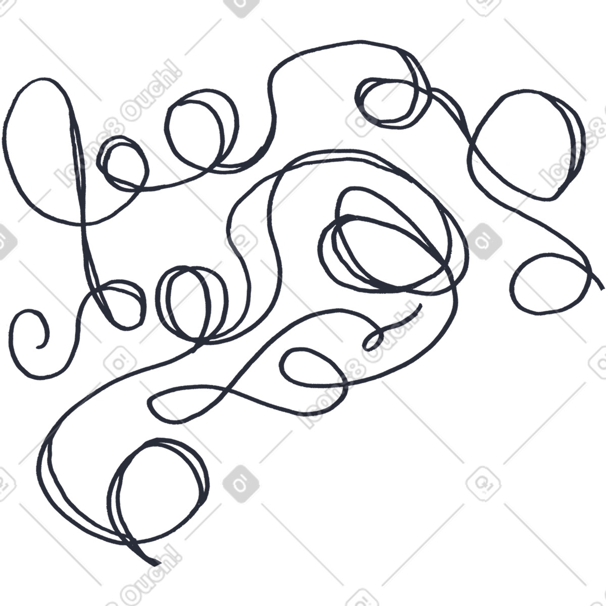 Black squiggly lines illustration in Inky style download in PNG, SVG