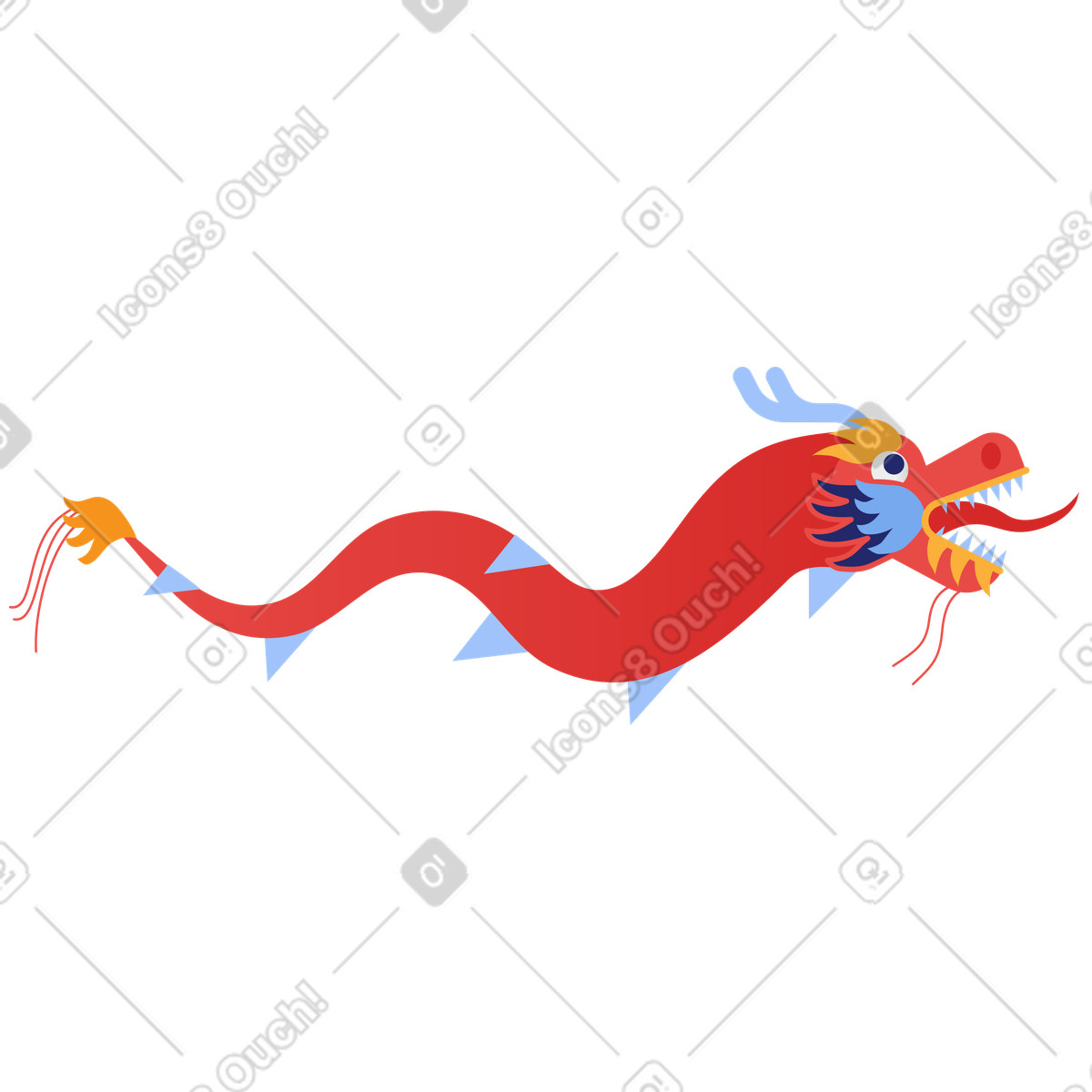 Clip スタイルの 中国のドラゴン のイラストをPNG、SVG形式でダウンロード