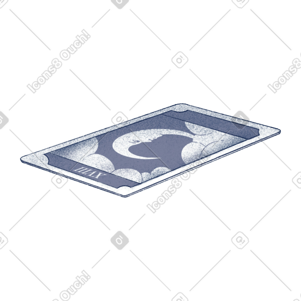 Tarot card with moon illustration in Haze style download in PNG, SVG