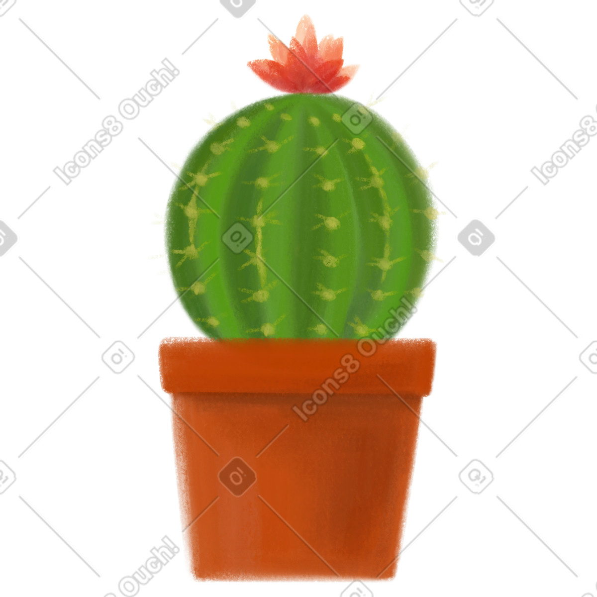 Cactus in vaso illustrazione stile Mushy scarica PNG, SVG