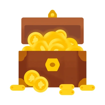 A treasure chest overflowing with bitcoin coins that have a sparkling effect, with some coins spilling out onto the ground around the chest.