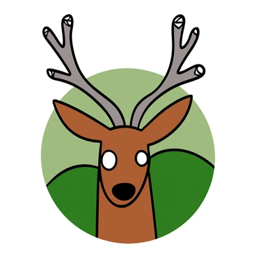 A deer's head with light brown fur and big eyes, looking forward. Its antlers are large and shimmering, resembling crystal, with facets that catch the light. The background features soft hues of green and brown, suggesting a natural woodland setting. The deer's ears are perked up, and its expression is calm, conveying a sense of tranquility in the forest.