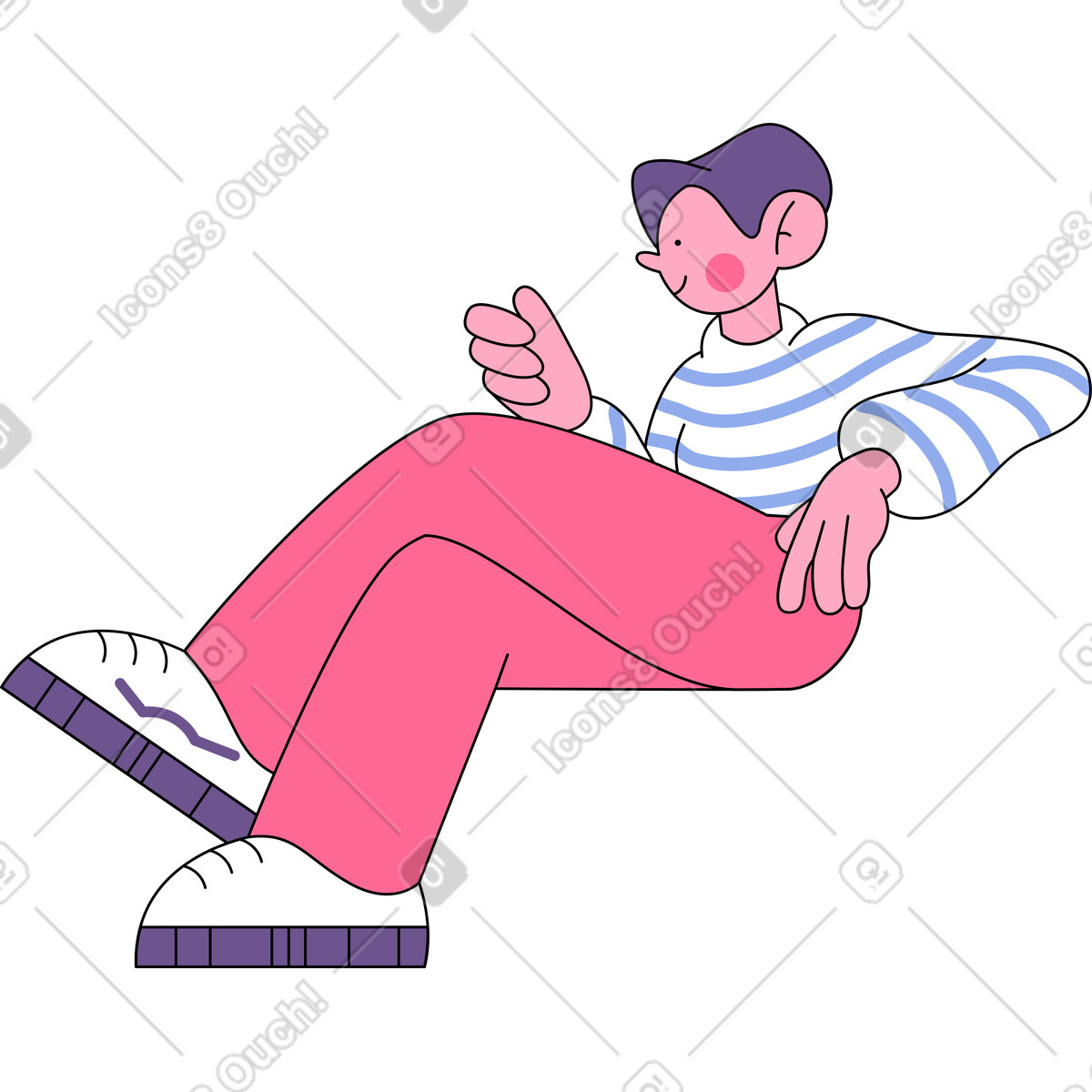 Bloom スタイルの 組んだ足に座っている男 のイラストをPNG、SVG形式でダウンロード
