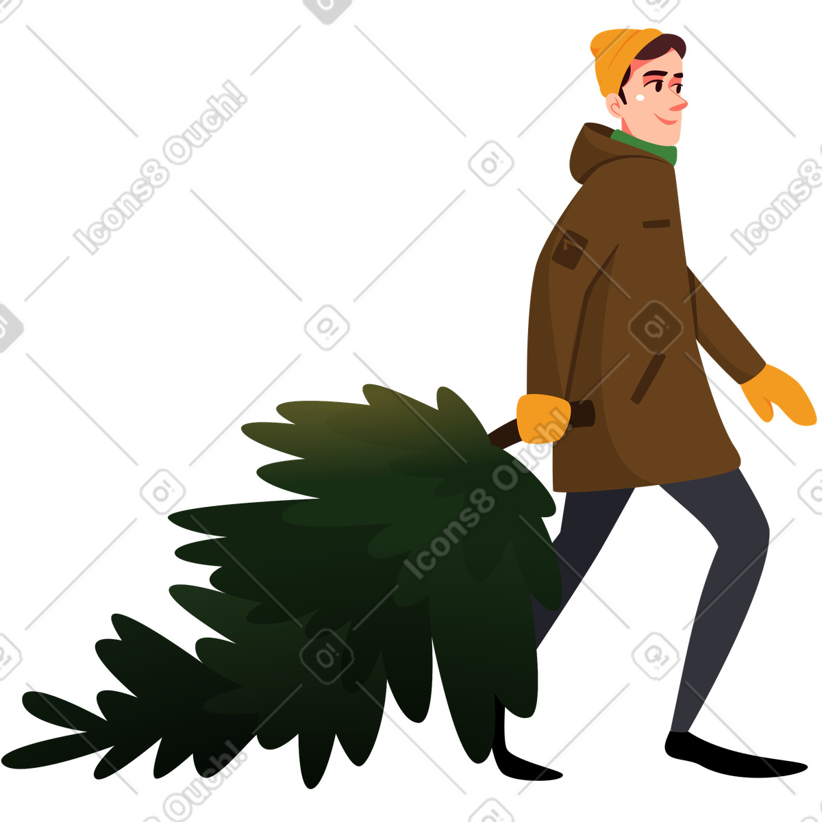 Ilustração de Homem com árvore natal em no estilo Vivid para baixar em PNG, SVG