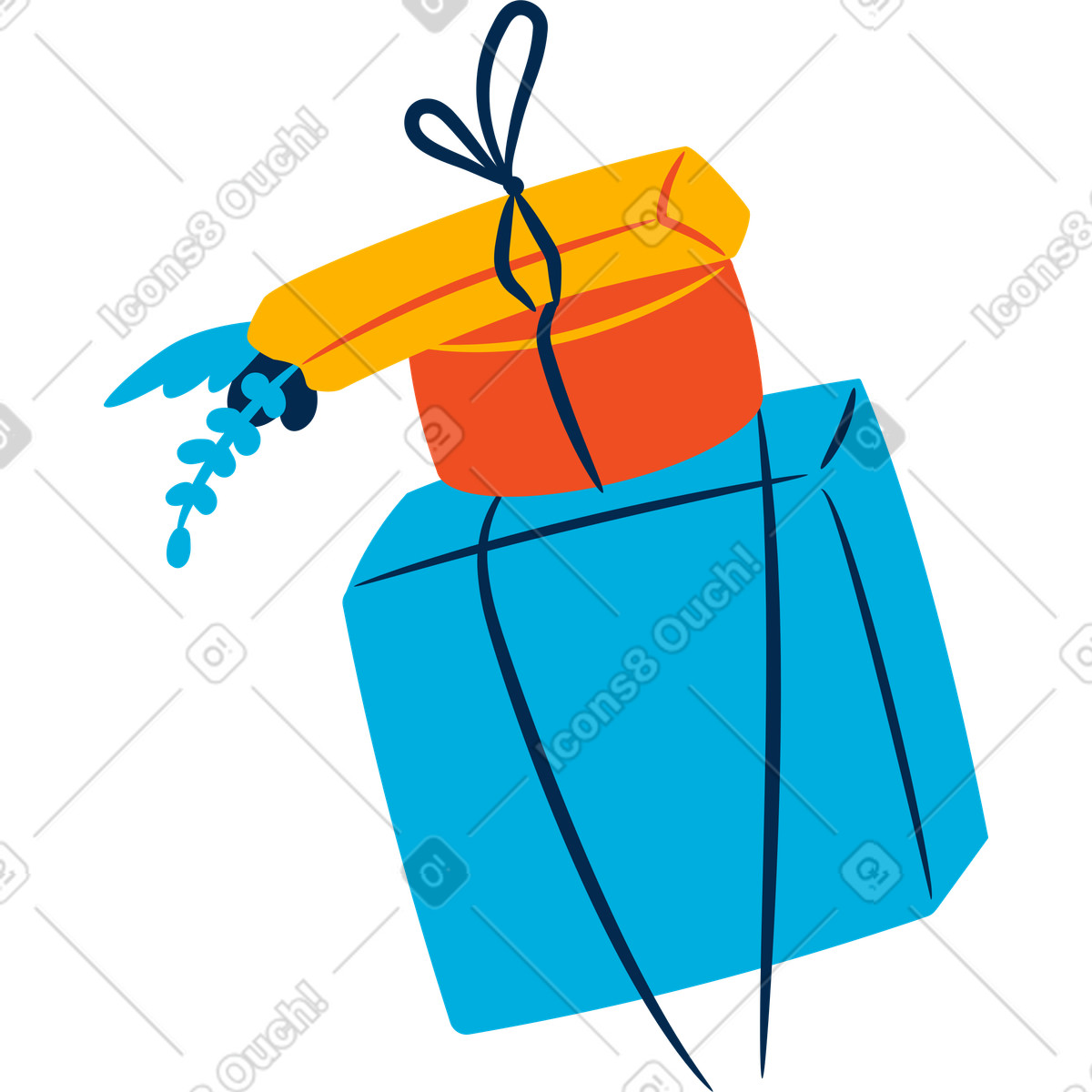 Geschenkbox-Illustration im Flame-Stil als Download in PNG, SVG
