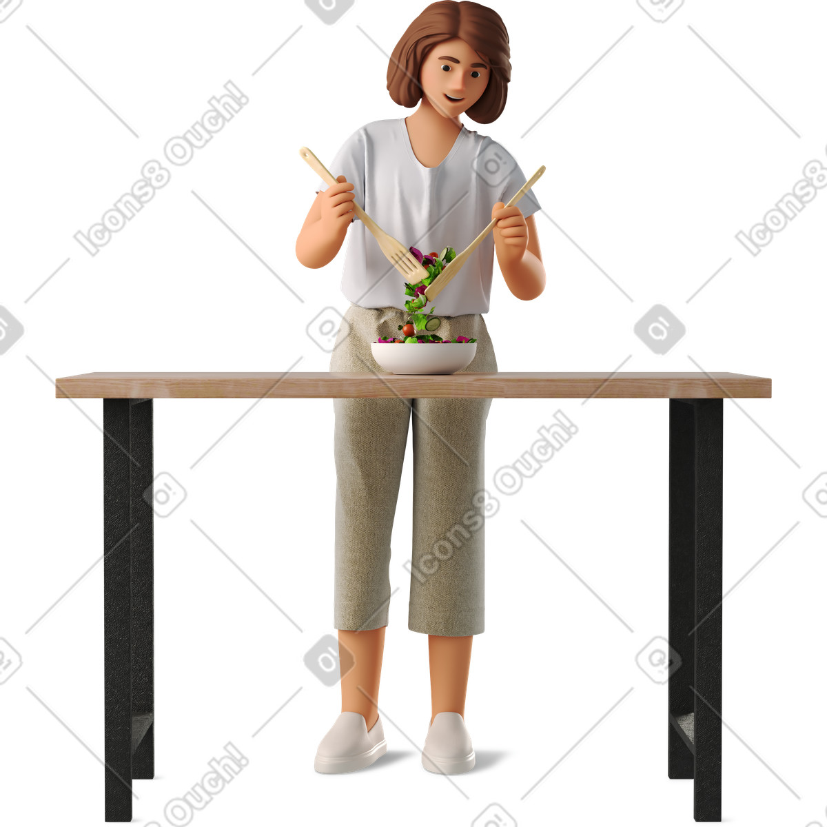 Woman and healthy eating illustrazione in stile 3D Business scarica in PNG, SVG