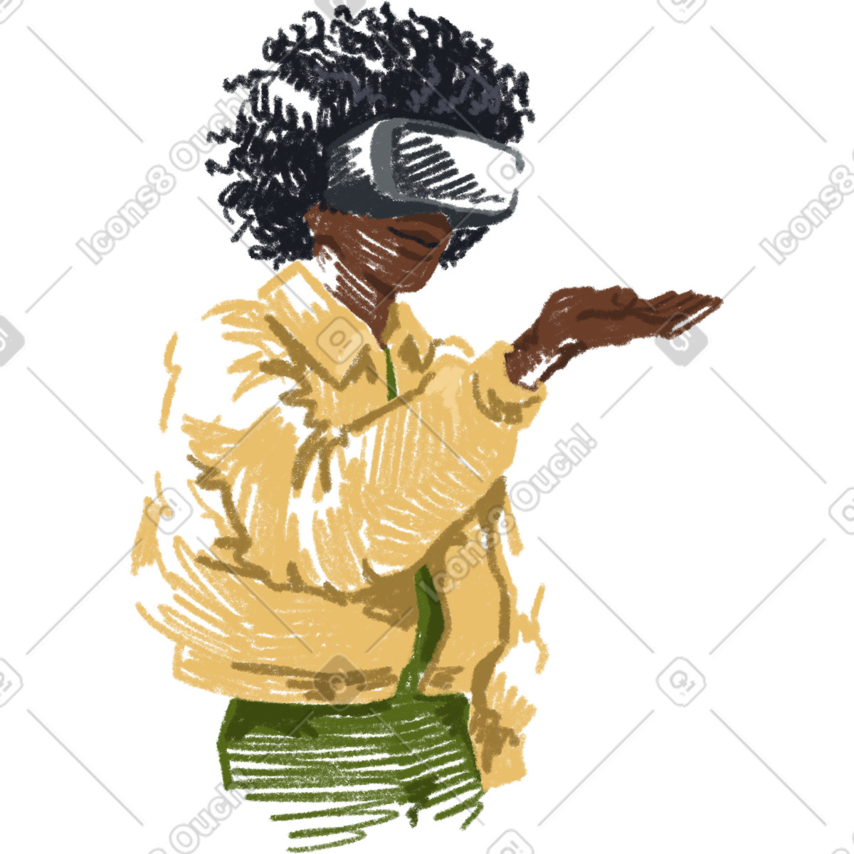 下载 Sketchbook 风格的 Woman in vr glasses 插画，支持 PNG、SVG 格式