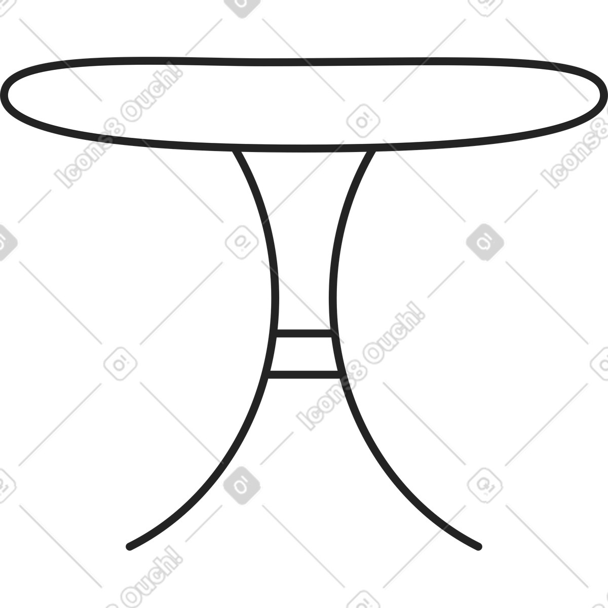 Tavolino semicircolare illustrazione in stile Sammy Line scarica in PNG, SVG