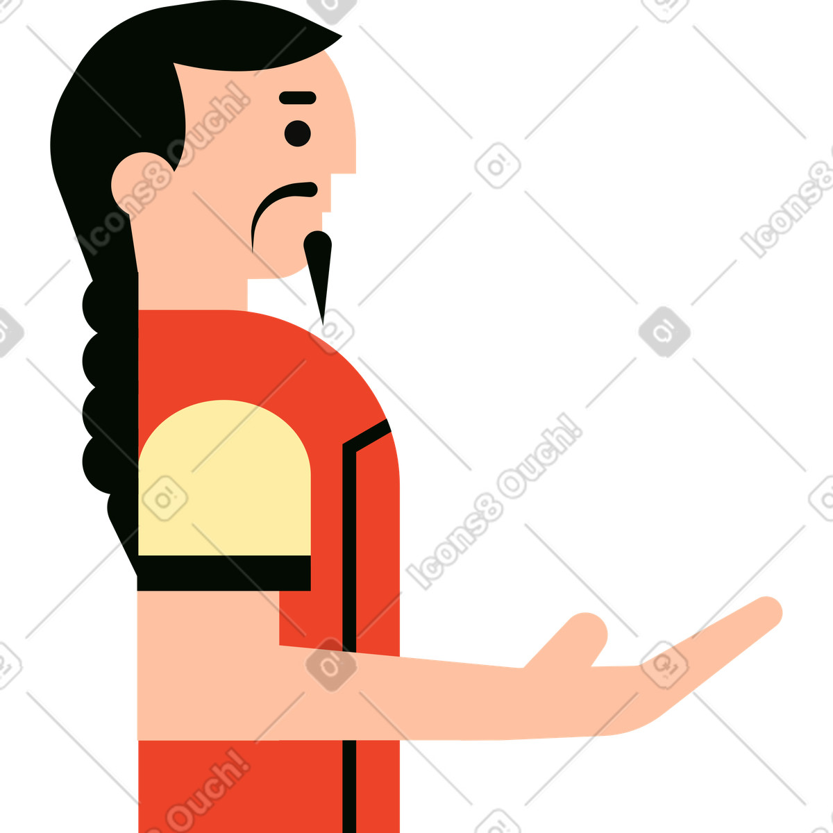 Chinese man illustrazione in stile Polar scarica in PNG, SVG