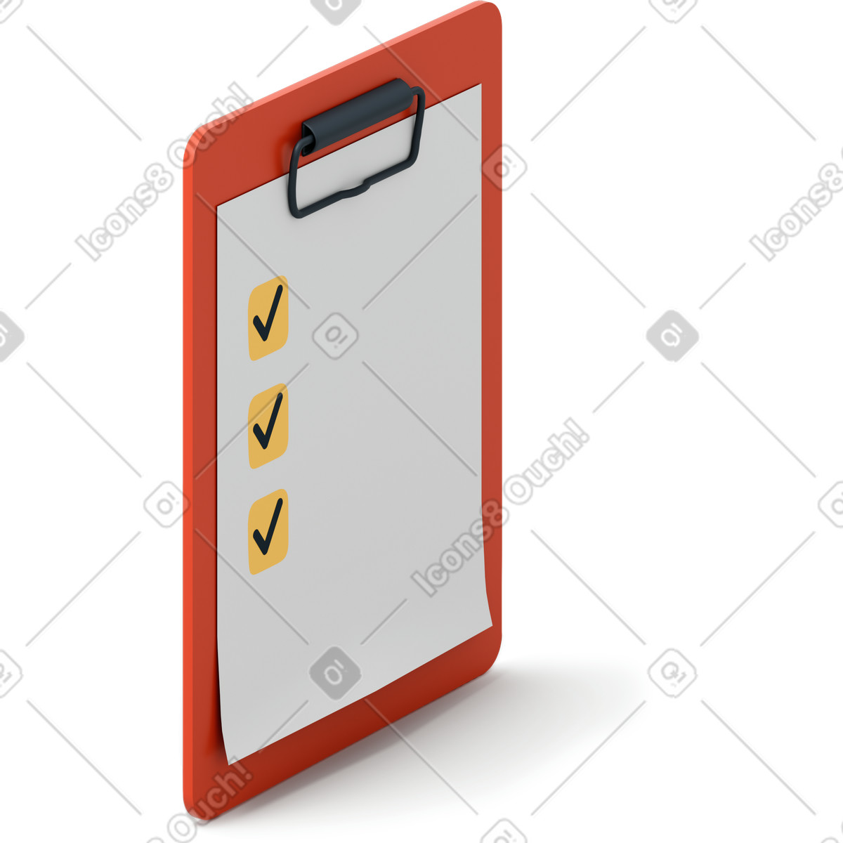 Appunti rosso con lista di controllo illustrazione in stile 3D Flame scarica in PNG, SVG